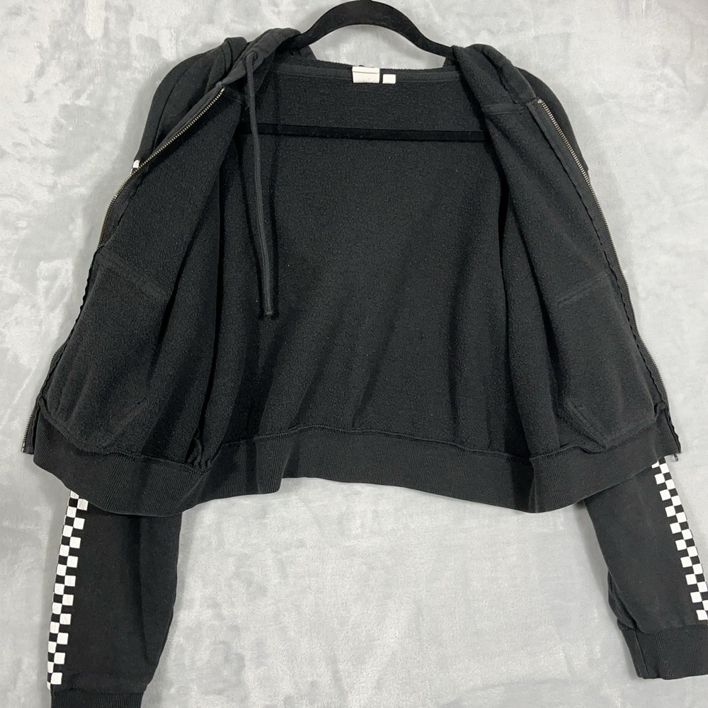 Vans Womans Funnier Times Full Zip Cropped Hoodie M Black Skater Grunge Street - Picture 4 of 7